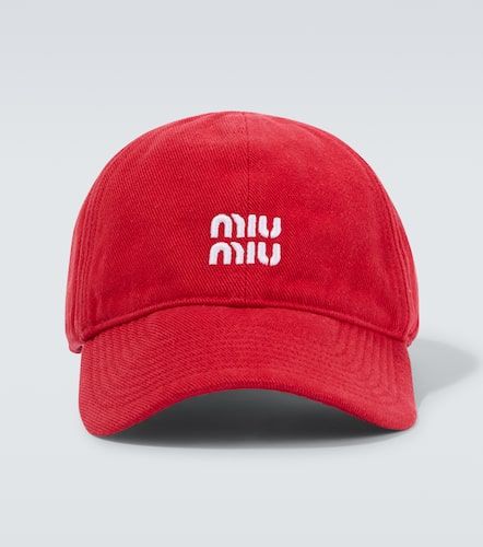 Casquette en jean de coton à logo - Miu Miu - Modalova