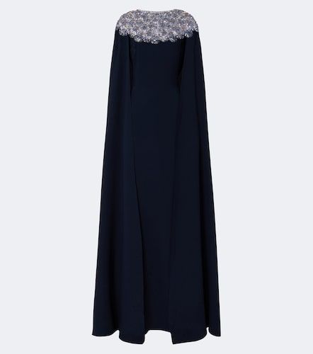 Robe longue en soie mélangée à cape et ornements - Oscar de la Renta - Modalova