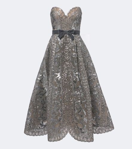 Robe bustier en tulle à sequins - Elie Saab - Modalova