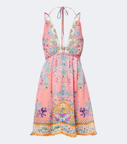 Robe en soie à fleurs et ornements - Camilla - Modalova