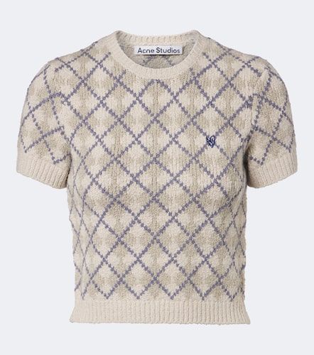 Pull en coton mélangé à motif argyle - Acne Studios - Modalova