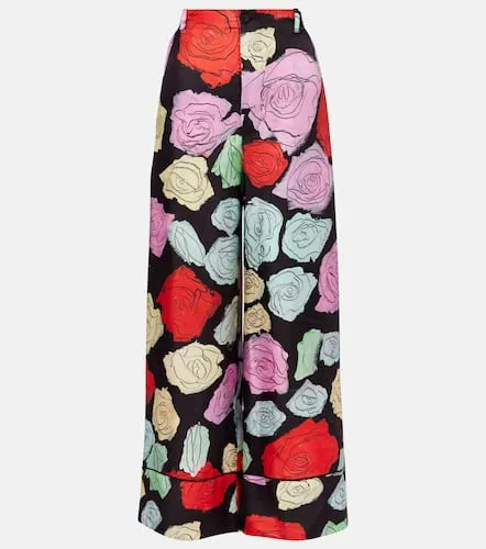 Pantalon ample en soie  fleurs - Marni - Modalova