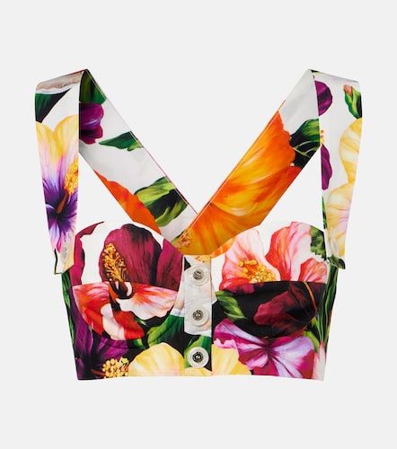 Top court en coton à fleurs - Dolce&Gabbana - Modalova
