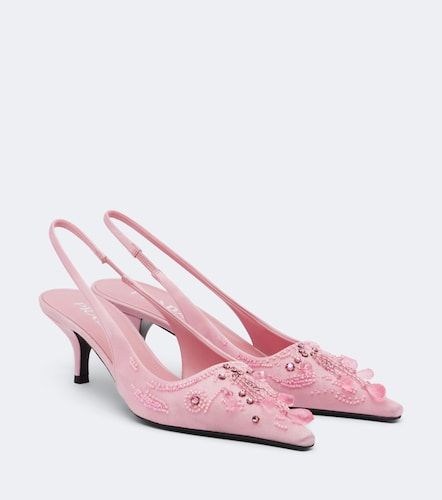 Escarpins slingback en satin à ornements - Prada - Modalova