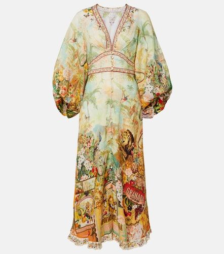 Robe midi en lin à imprimé - Camilla - Modalova