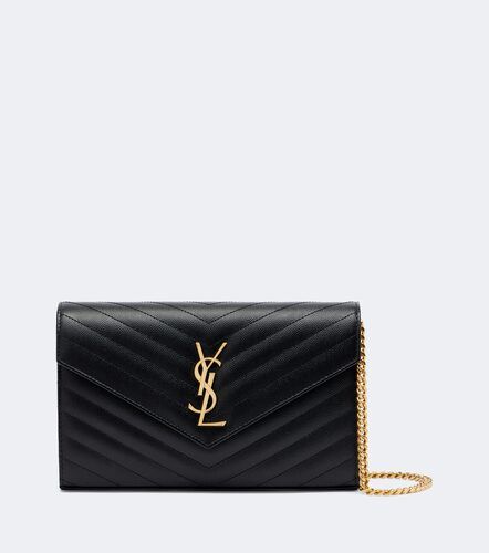 Portefeuille à chaîne Cassandre matelassé en cuir - Saint Laurent - Modalova