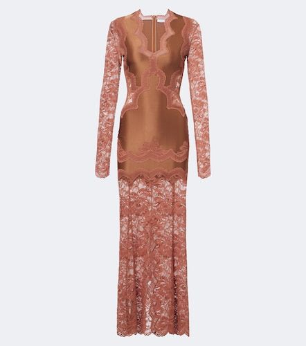 Robe longue en dentelle et satin - Rabanne - Modalova