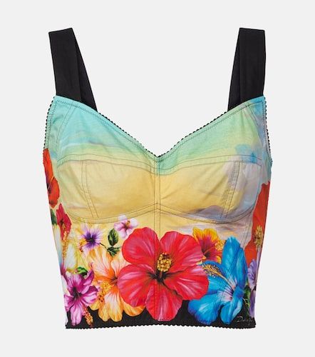Top court imprimé en coton mélangé - Dolce&Gabbana - Modalova