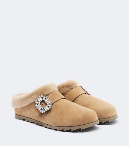 Mules Slidy Viv' en daim et shearling - Roger Vivier - Modalova