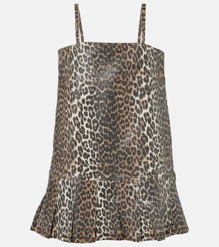 Robe en jean à motif léopard - Ganni - Modalova