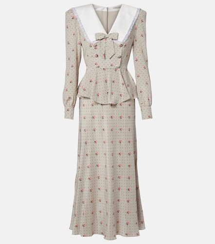 Robe midi en soie à pois et fleurs - Alessandra Rich - Modalova