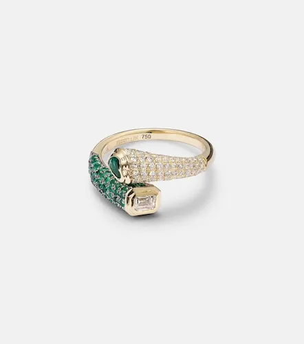 Bague Mixed Bypass en or 18 ct, diamants et émeraudes - Shay Jewelry - Modalova