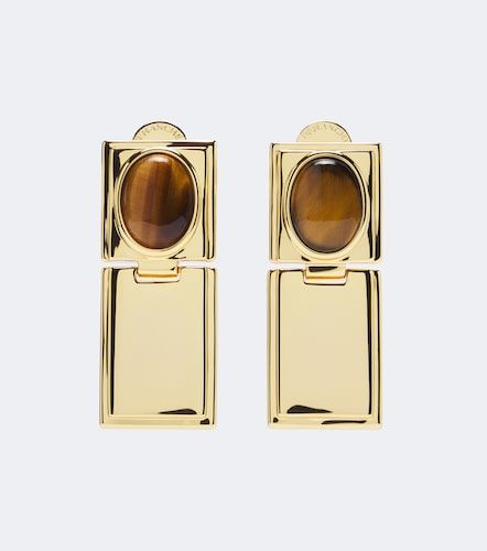 Déhanche Boucles d'oreilles Signet Stone en plaqué or 18 ct et œil de tigre - Dehanche - Modalova
