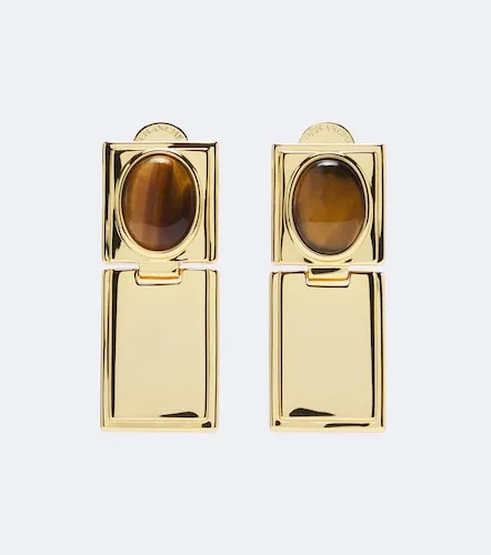 Déhanche Boucles d'oreilles Signet Stone en plaqué or 18 ct et œil de tigre - Dehanche - Modalova