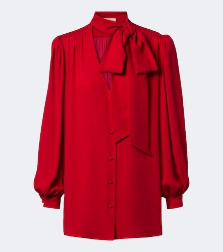 Blouse en georgette de soie à col noué - Valentino Garavani - Modalova