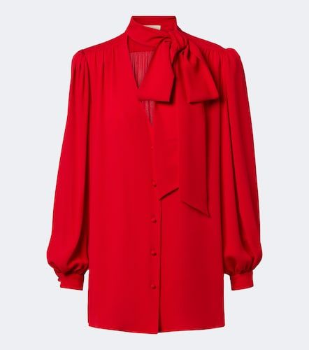 Blouse en georgette de soie à col noué - Valentino Garavani - Modalova