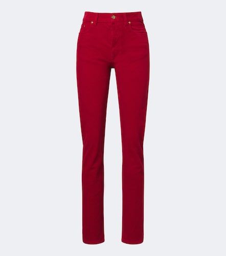 Pantalon slim en velours côtelé de coton - Versace - Modalova