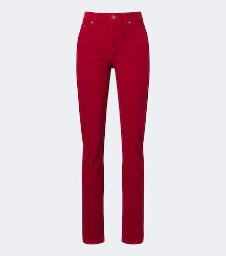Pantalon slim en velours côtelé de coton - Versace - Modalova