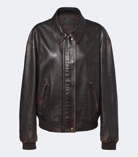 Veste blouson oversize en cuir - Prada - Modalova