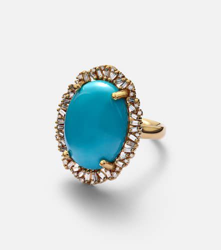 Bague en or 18 ct, turquoise et diamants - Suzanne Kalan - Modalova