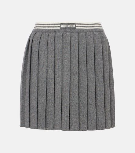 Mini-jupe en laine et cachemire - Miu Miu - Modalova