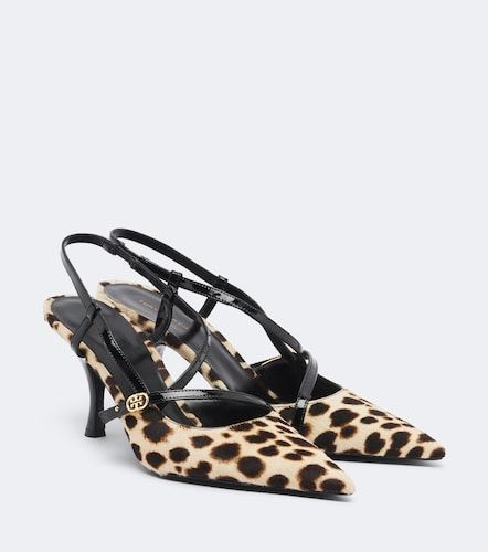 Escarpins slingback Double T en cuir façon poulain - Tory Burch - Modalova