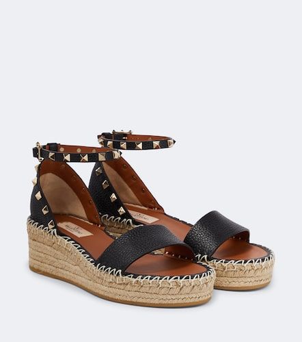 Espadrilles compensées Rockstud en cuir - Valentino Garavani - Modalova