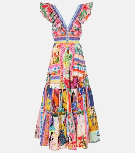 Robe longue en coton à découpes et ornements - Camilla - Modalova