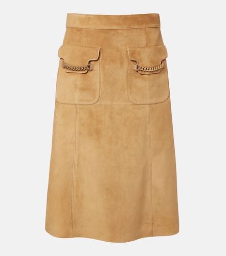 Jupe midi en daim à ornements - Gucci - Modalova