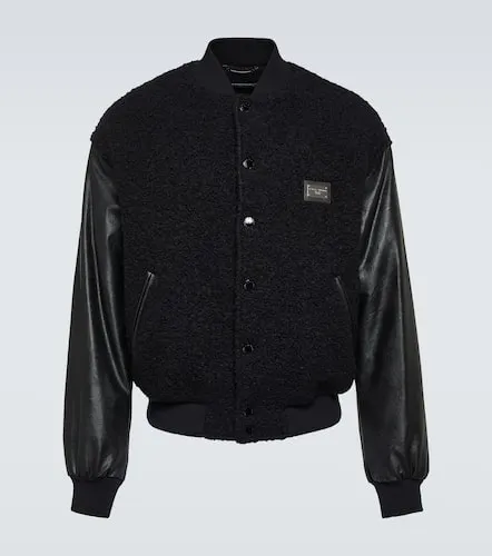 Veste bomber en laine mélangée à logo - Dolce&Gabbana - Modalova