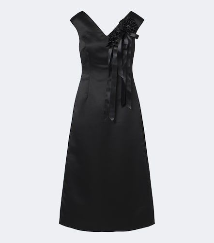 Robe midi en satin à appliqués floraux - Simone Rocha - Modalova
