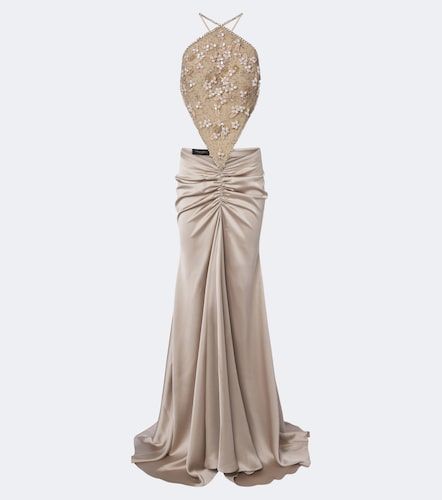 Robe longue en satin à ornements - Georges Hobeika - Modalova