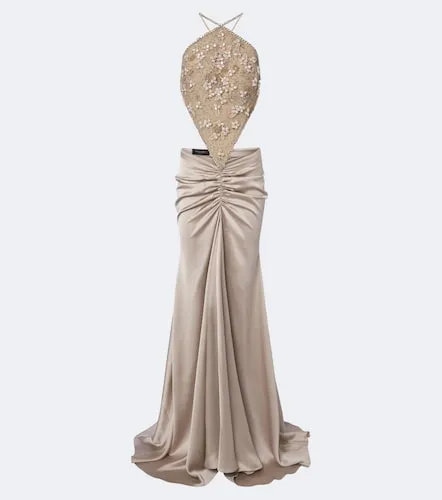 Robe longue en satin à ornements - Georges Hobeika - Modalova