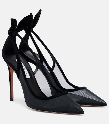 Escarpins Bow Tie en mesh et daim - Aquazzura - Modalova