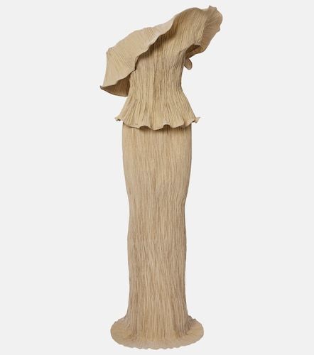 Robe longue asymétrique en taffetas - Marmar Halim - Modalova
