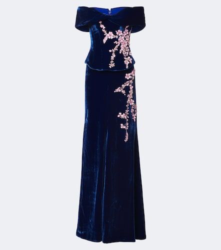 Robe longue Rielle en velours à ornements - Costarellos - Modalova