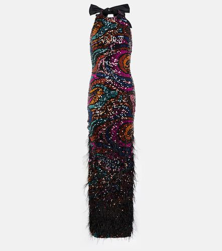 Robe longue Kiki à plumes et à sequins - Rebecca Vallance - Modalova