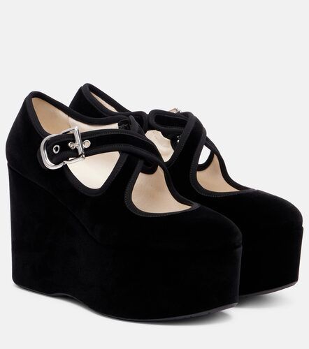 Alaïa Escarpins compensés Criss Cross en velours - Alaia - Modalova