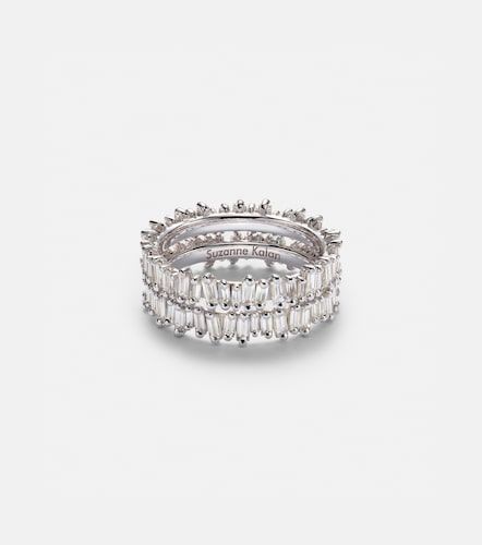 Anneaux de superposition pour bague connectée Midi en or blanc 18 ct et diamants - Suzanne Kalan - Modalova