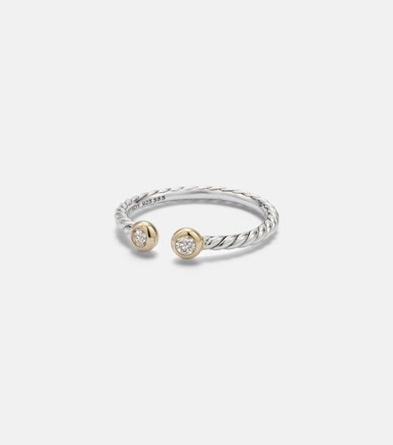 Bague Cable Open en argent sterling et or 14 ct et diamants - David Yurman - Modalova