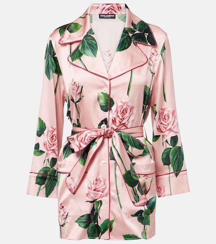 Blouse en satin de soie mélangé à fleurs - Dolce&Gabbana - Modalova