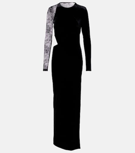 Robe longue en velours et dentelle - Self-Portrait - Modalova
