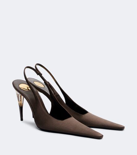 Escarpins slingback Goya en satin - Saint Laurent - Modalova