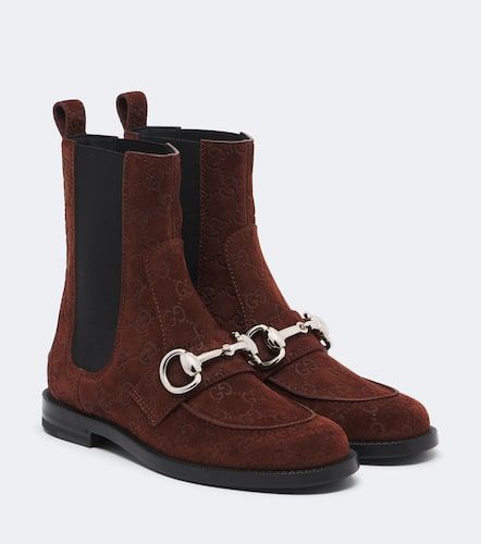 Bottines Chelsea Boulevard Horsebit en daim GG - Gucci - Modalova