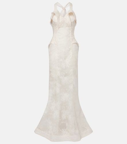 Robe longue en dentelle de soie - McQueen - Modalova