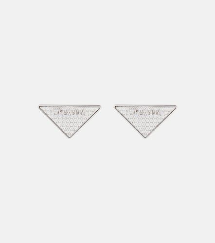 Boucles d’oreilles en argent serting à logo - Prada - Modalova
