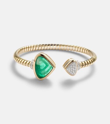 Bracelet Trisolina en or 18 ct, diamants et émeraudes - Marina B - Modalova