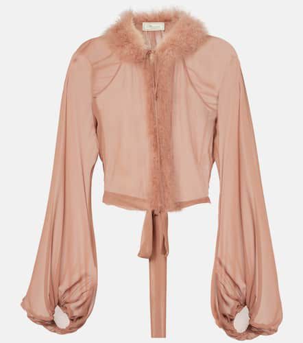 Blumarine Blouse en soie à plumes - Blumarine - Modalova