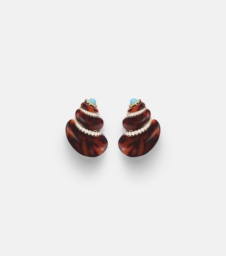 Yvonne Léon Boucles d’oreilles Coquillage en or 9 ct, diamants et turquoises - Yvonne Leon - Modalova