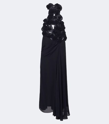 Robe longue en soie à appliqués floraux - Victoria Beckham - Modalova